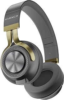 HAMMER Bash 2.0 Over The Ear Wireless Bluetooth Headphones with Mic, Deep Bass, Foldable Headphones, Upto 8 Hours Playtime, Workout/Travel, Bluetooth 5.0 (Grey)