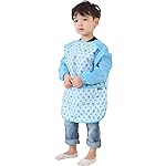 Plie Kids Painting Apron - Waterproof Long Sleeve Art Smock for Toddlers & Preschoolers, Messy Play, Baking, Crafts, Cooking, Sensory Activities (Ages 1-10), Blue Puppy (23-XL)