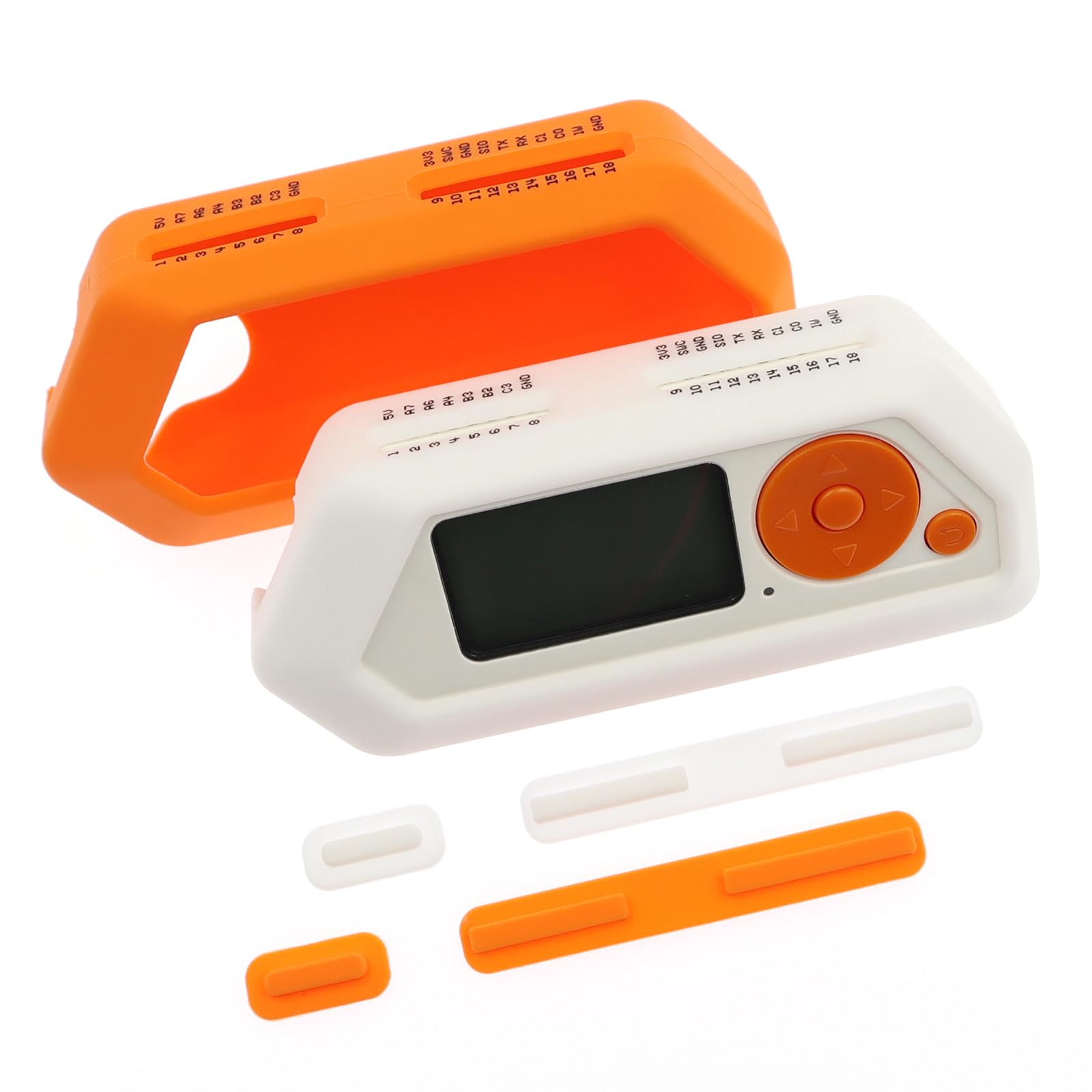 Soft Protective Case Cover Silicone Case for Flipper Zero - Pack of 2 - Orange and White