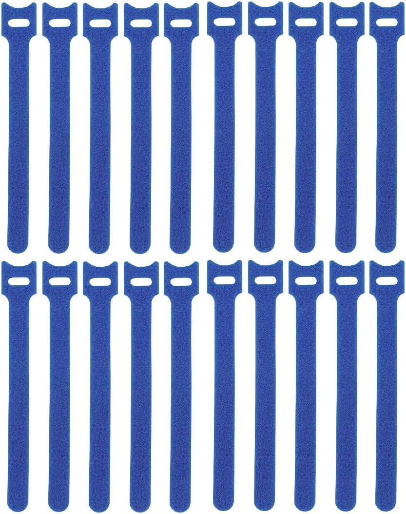 Kable Kontrol Reusable Cable Ties 20 Pack 7 Inch, Blue, Cable Management Ties, Cord Wraps for Electrical Cords, Wire Management for Organizing Home, Office and Data Centers
