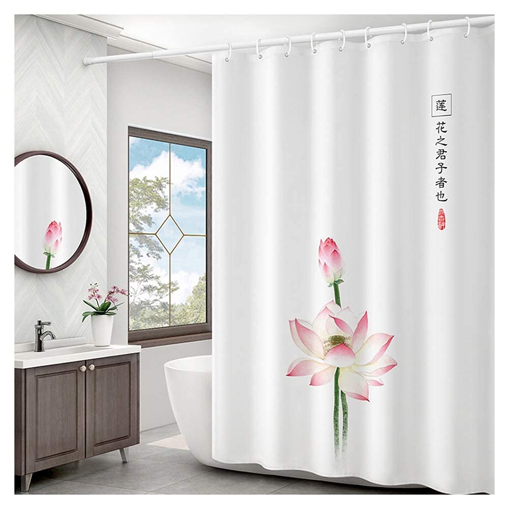Rideau de bain long lavable 180x200 cm anti-moisissure