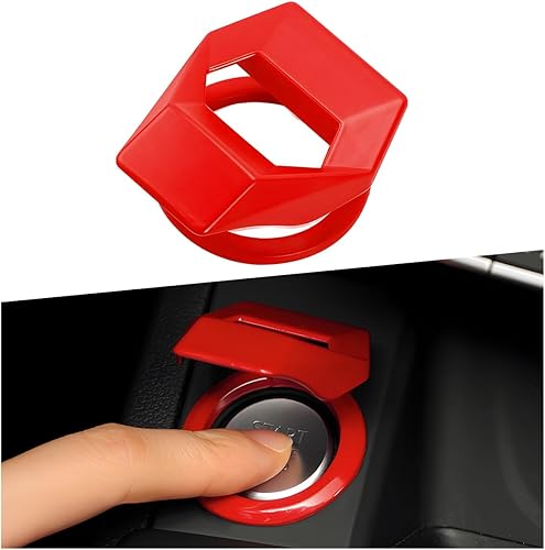 Cubierta de botón de arranqueparada del motor de automóvil, protección de botón de arranque automático de fibra de carbono, aleación de zinc