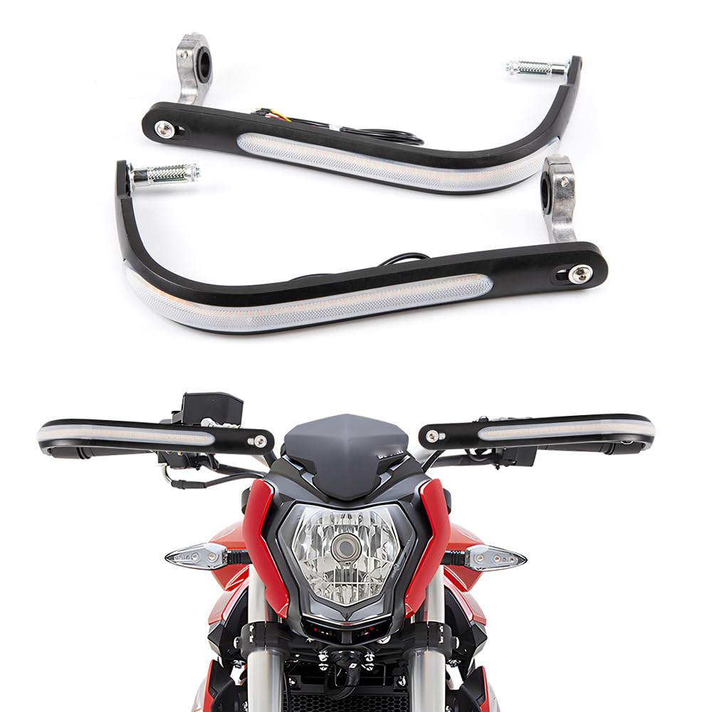 Para mani per moto con luce di segnalazione Moto Motocross Dirtbike MX ATV Para mani Para manubrio adatto per manubri da 22 mm e 28 mm