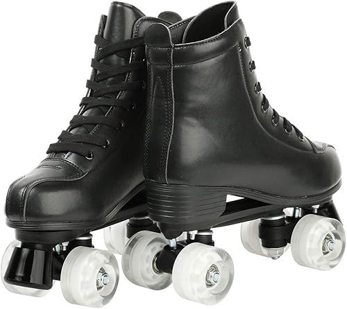 Miniatura 5 de Patines de ruedas iluminadas para mujer, cuero artificial, ajustable, doble fila, 4 ruedas, patines brillantes para adolescentes, adultos