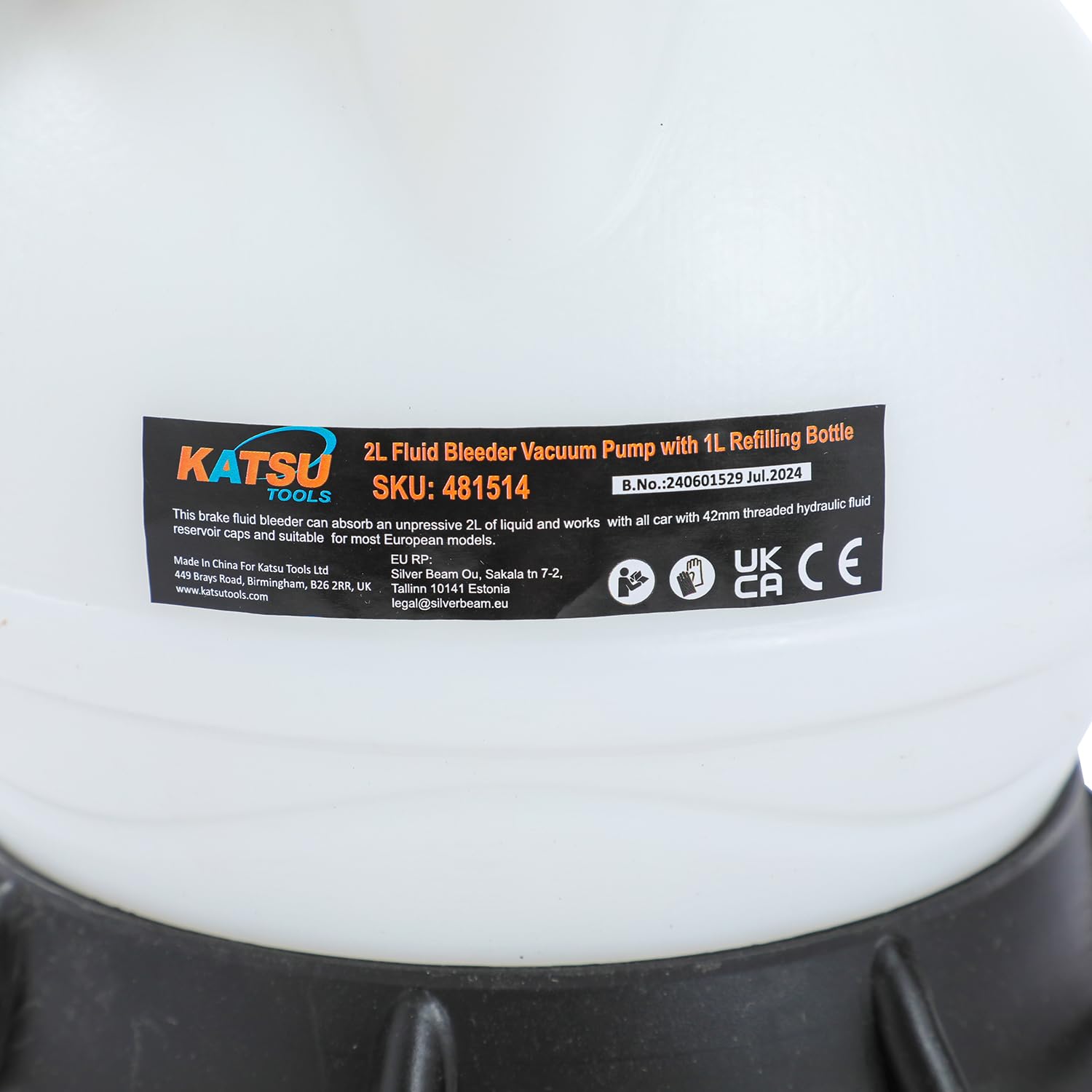 KATSU Tools Manuelles Bremsflüssigkeits-Entlüftungsset, 2 l Vakuum-Bremsentlüfter mit 1 l Nachfüllflasche für Autos, LKWs und Motorräder
