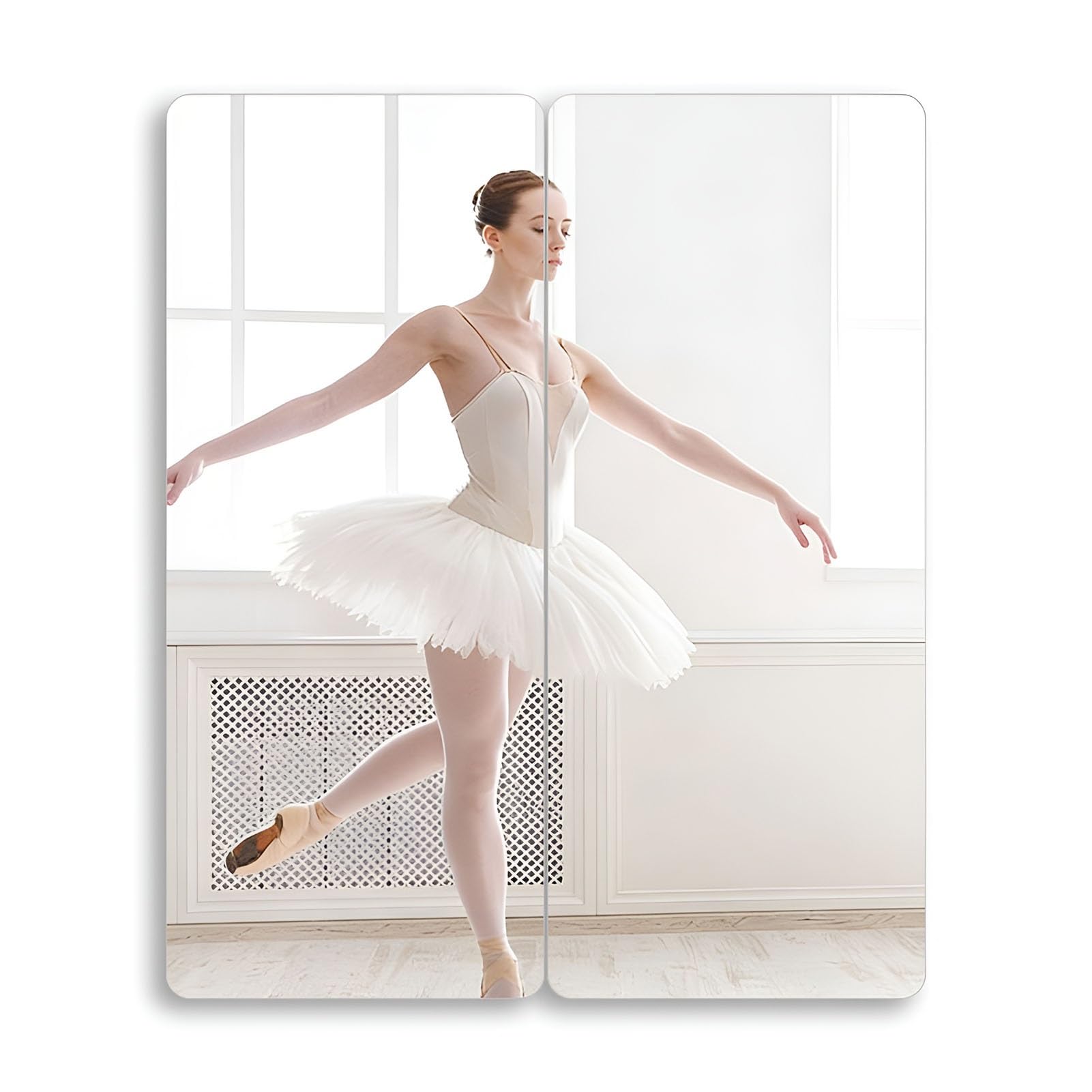 Specchio Adesivo da Parete Flessibile 120x45cm 2 Pezzi, Sicuro e Infrangibile per Palestra in Casa, Camera da Letto, Soggiorno