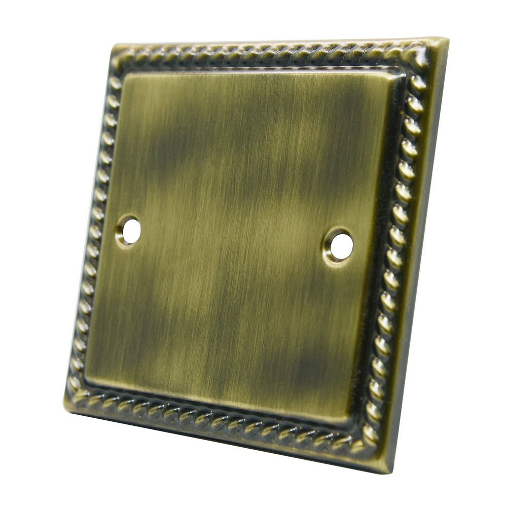 Georgian Antique Brass Single Blank Plate - Electrical Blanking Plate 1-Gang