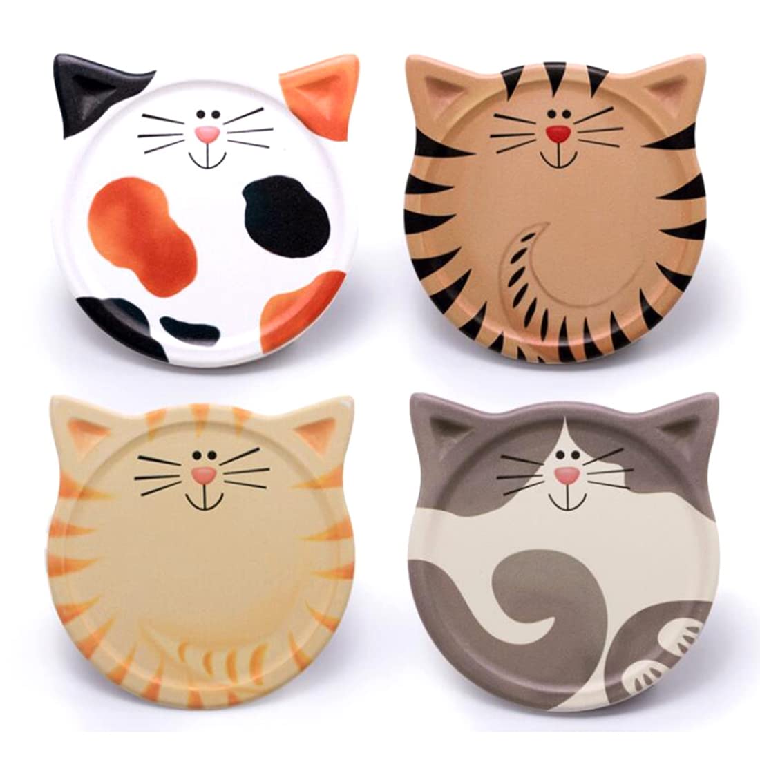 CTRLZS 4 Pcs Drink Coaster,Water-Absorbing Ceramic Coaster,Cute Cat Coaster,for Coffee Table,Milk,Coffee,Hot Drink,Etc