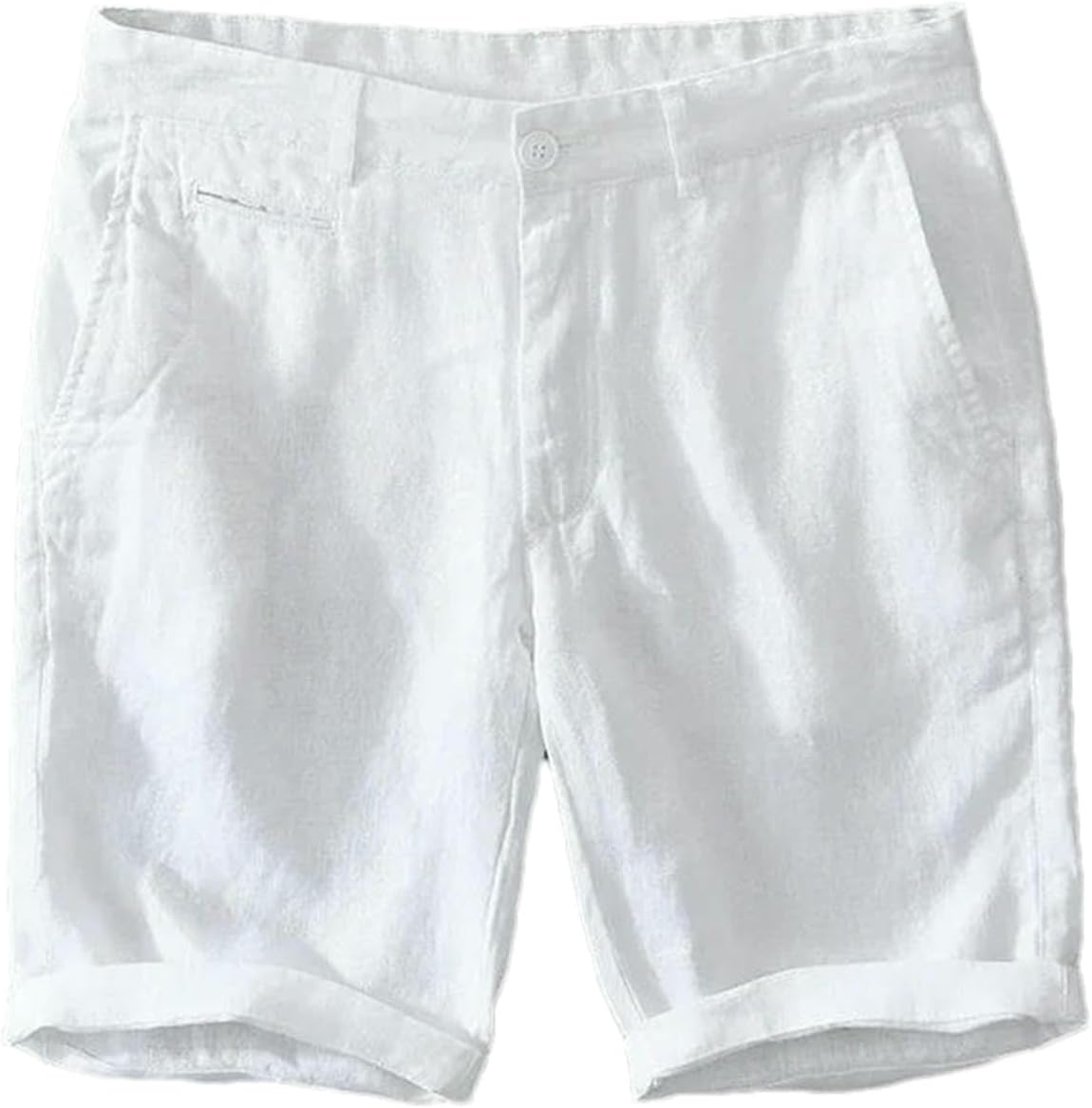 Men's Linen Shorts Summer Solid Color Holiday Casual Beach Button Closure with Pockets Shorts Pants for Men