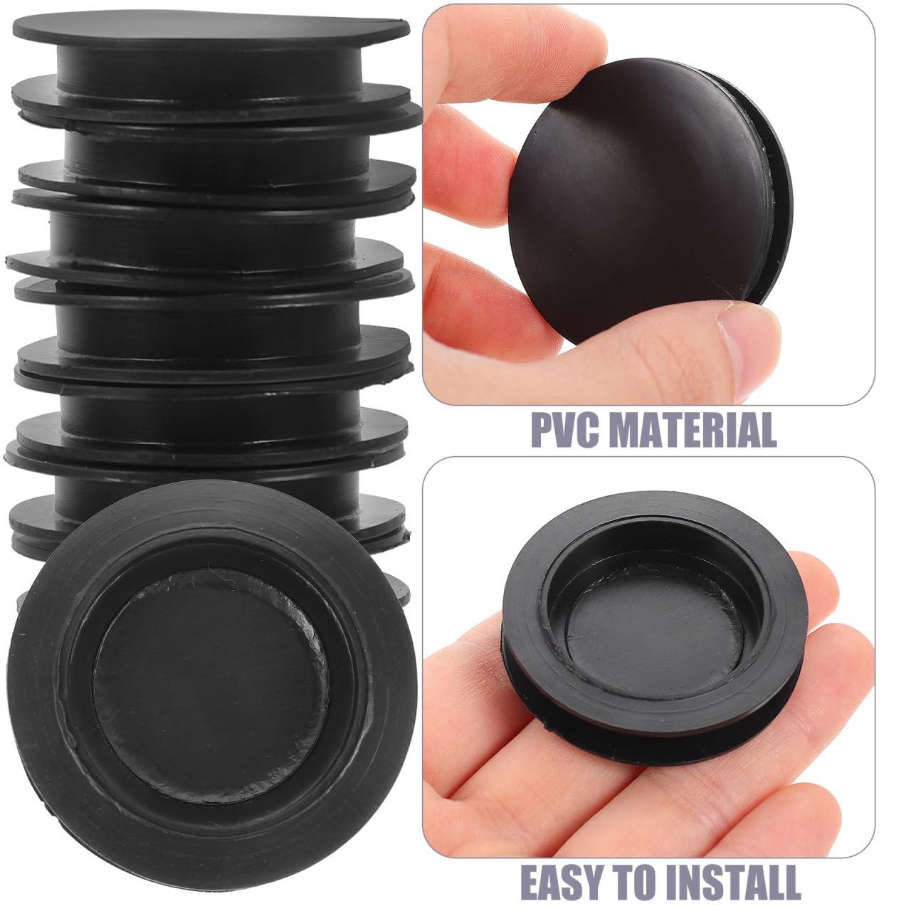 KOMBIUDA 40Pcs Piggy Bank Bottom Caps Rubber Plugs for Money Boxes Savings Jars Sealed Stopper Covers Easy Push Install 1.65X1.65X0.31In - Image 2