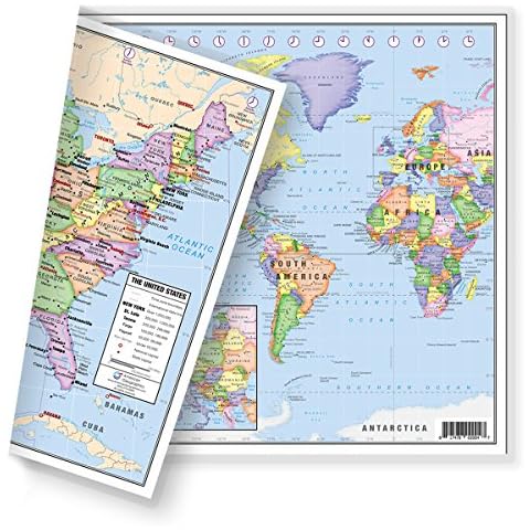 United States (USA) and Americas-Centered World Desk Map (13" x 18"), 2-Sided, Laminated by Lighthouse Geographics Cover