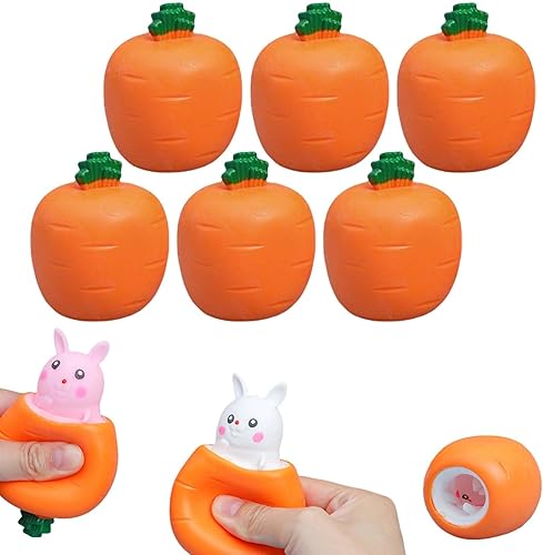 Miniatura 8 de Esenciales para cesta de Pascua, conejo de zanahoria desplegable, conejo de Pascua hecho a mano, divertido y novedoso para apretar zanahoria, conejo