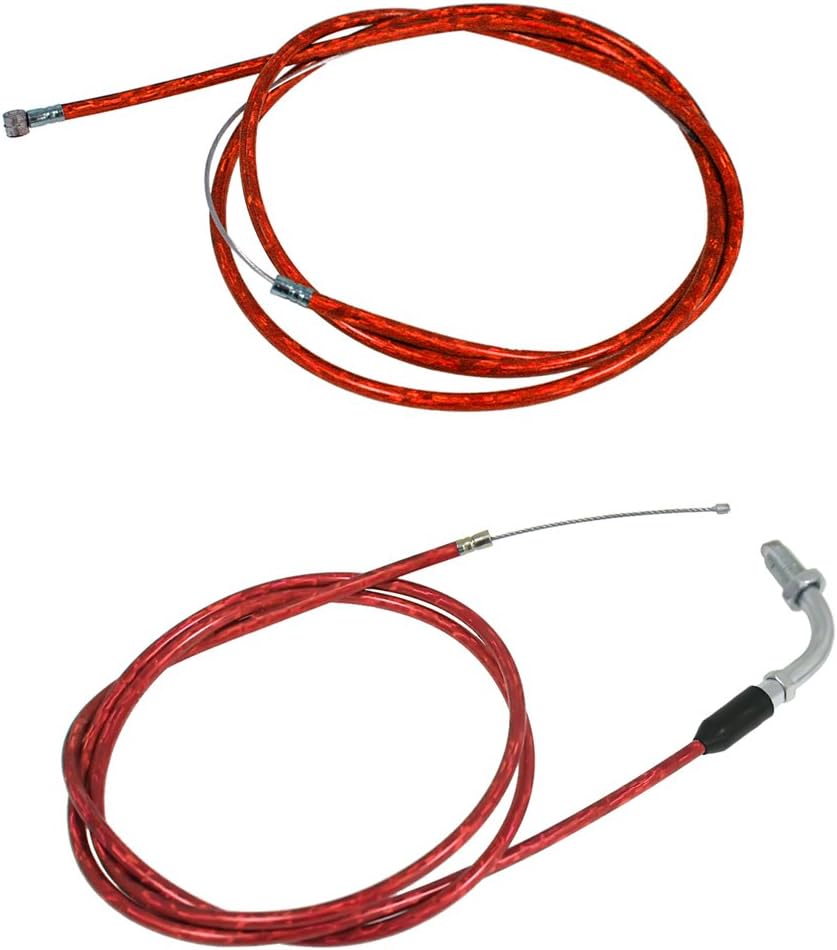 59 inch Clutch Cable Line and 51 inch Gas Throttle Cable for 2 Stroke 49cc 50cc 60cc 80cc 100cc Motorized Bicycle Push Bike Parts Red