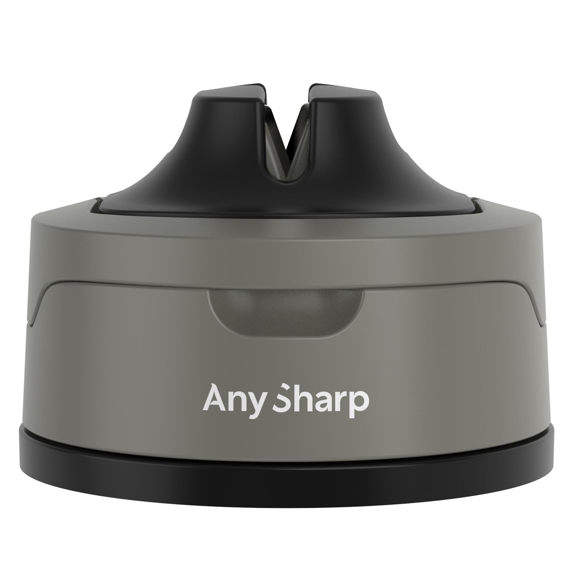 AnySharp Evo Knife Sharpener, Hands-Free Safety, PowerGrip Suction, Safely Sharpens All Kitchen Knives, Ideal for Hardened Steel & Serrated, World's Best, Compact, One Size, Grey