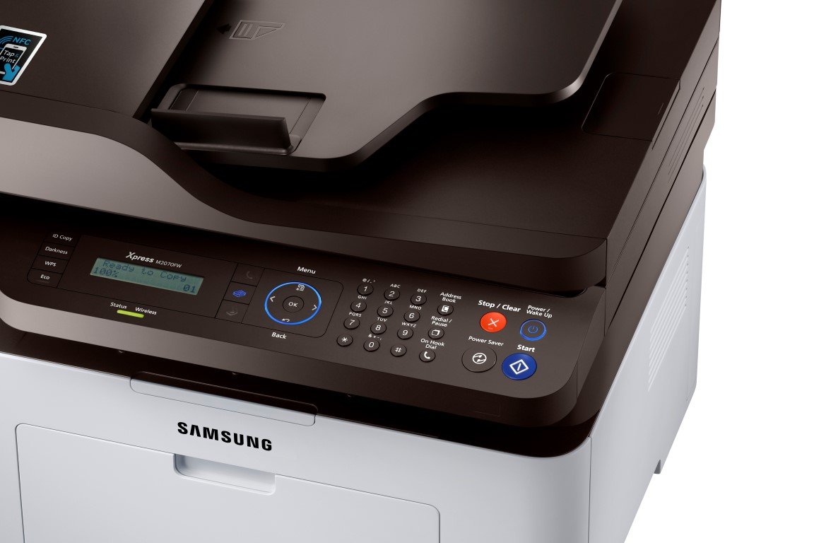 Samsung Xpress SL-M2070FW , Monochrom , /XEC Laser Multifunktionsgerät (Drucken, scannen, kopieren, WLAN und NFC)