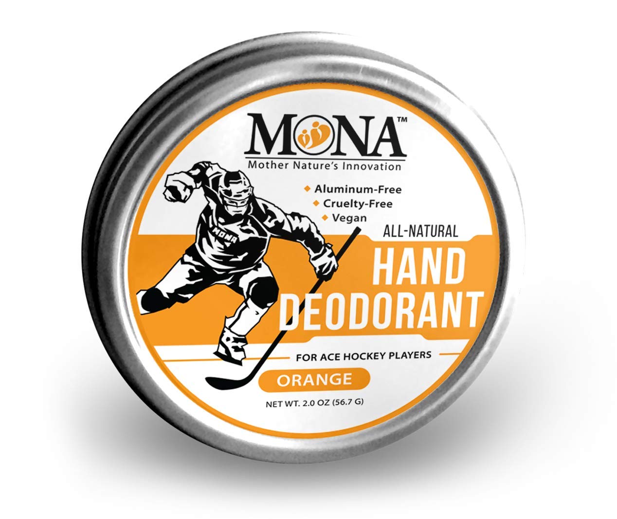 MONABrands All Natural Hand Deodorant for Ace Hockey Players | for Athletes who wear Gloves | Vegan, Non-GMO, Cruelty Free | Orange Scent