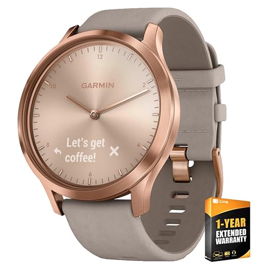 Garmin Vivomove HR Premium Rose Gold w/Gray Suede Band + Extra Band Granite Blue (010-01850-19) with 1 Year Extended Warranty