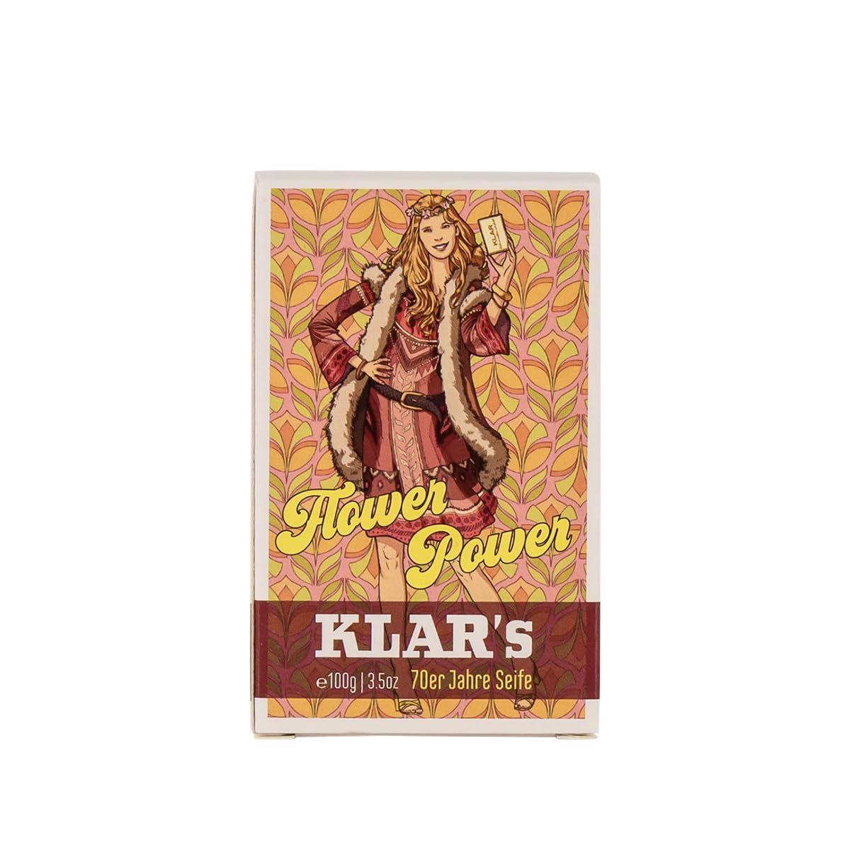 Klar Seifen70s Retro Soap Flower Power 100 g, Cosmos Certified, Palm Oil Free, Suitable for Normal Skin, 11157