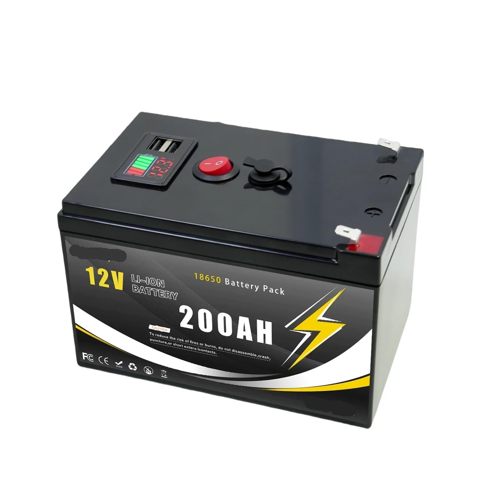 Batteria a ciclo profondo Batteria al litio 12V 200Ah LiFePO4 4000+ cicli | Profondo BMS incorporato,(12v 200Ah)