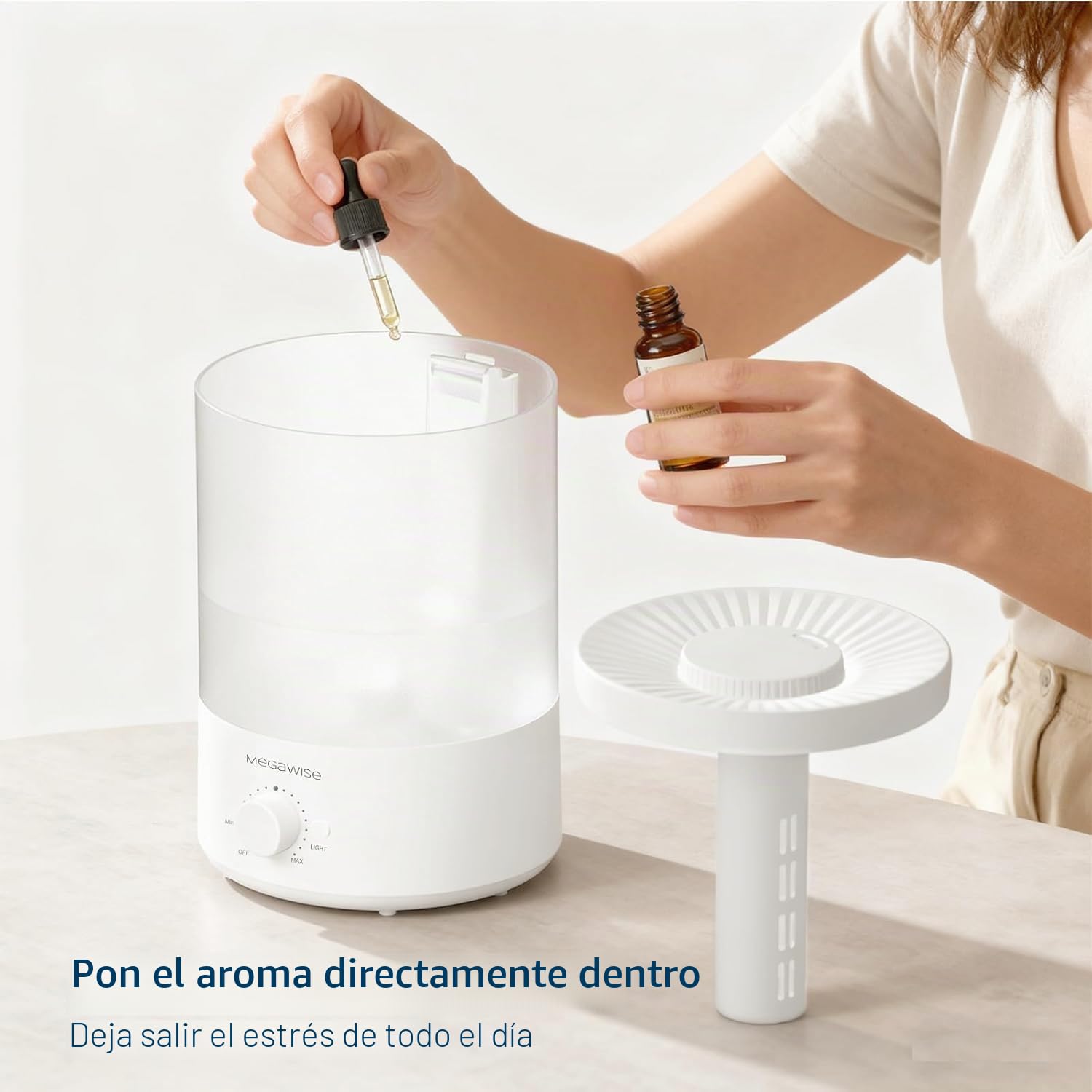 H1-XIT - Paquete de 2 humidificadores de niebla fría de 2 L, recarga superior, salida de niebla nana, sin fugas, para bebé, dormitorio, sala de estar