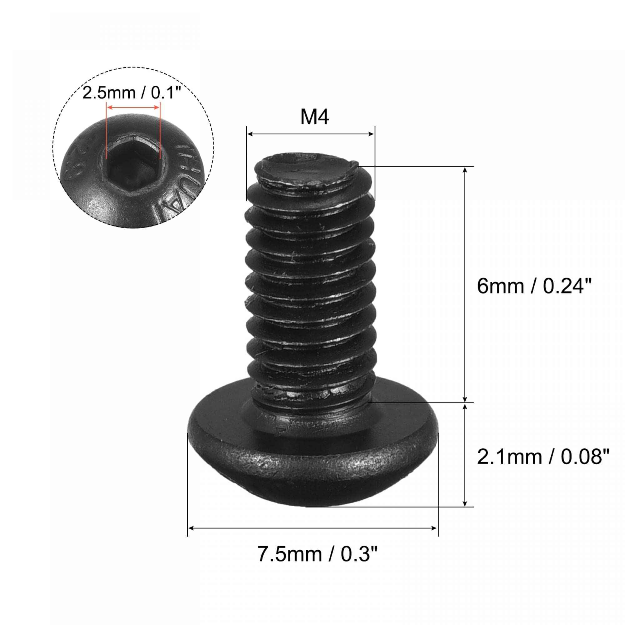 M4x6mm Hex Socket Button Head Screws - Carbon Steel 10.9 Grade Pack Of 5