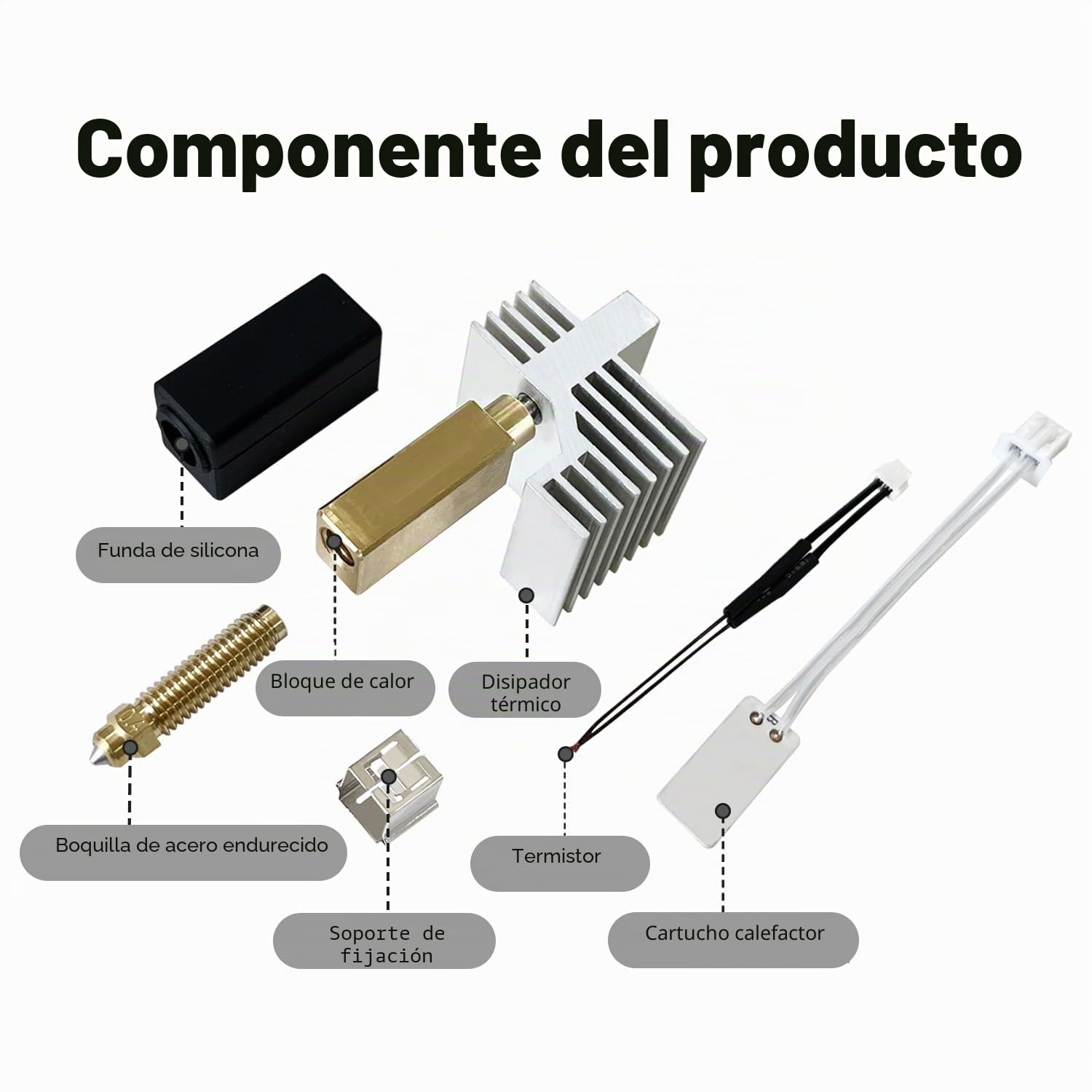 Actualización Hotend de cerámica para Elegoo Centauri Carbon Hotend cabezal de impresión extrusor Hot End con boquilla de acero endurecido de 0,4 mm disipador de calor elemento calefactor