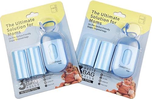 Bolsas de eliminación de pañales, bolsas de pañales desechables higiénicas para prácticos cambios sobre la marcha. Incluye dispensador de bolsas