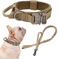Vista 56 de Xqpetlihai Juego de collar y correa táctica para perro, collar ajustable de nailon militar para perro con mango de control y hebilla de metal
