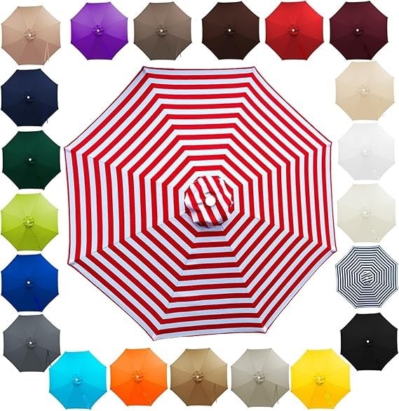 tylxayoxa Toldo De Repuesto For Sombrilla Patio Con 6 Varillas Y 8, 0,5 Pies, 7, 2, 9, 11, Tela Impermeable For Protección UV, Fácil Instalar(E,2.8M/9.2FT-8 RIBS)