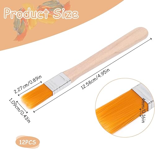 Miniatura 2 de 12 pinceles de pintura de 5 pulgadas, herramienta de pintura de cerdas suaves con mango de madera, pequeños pinceles de pintura para paredes,