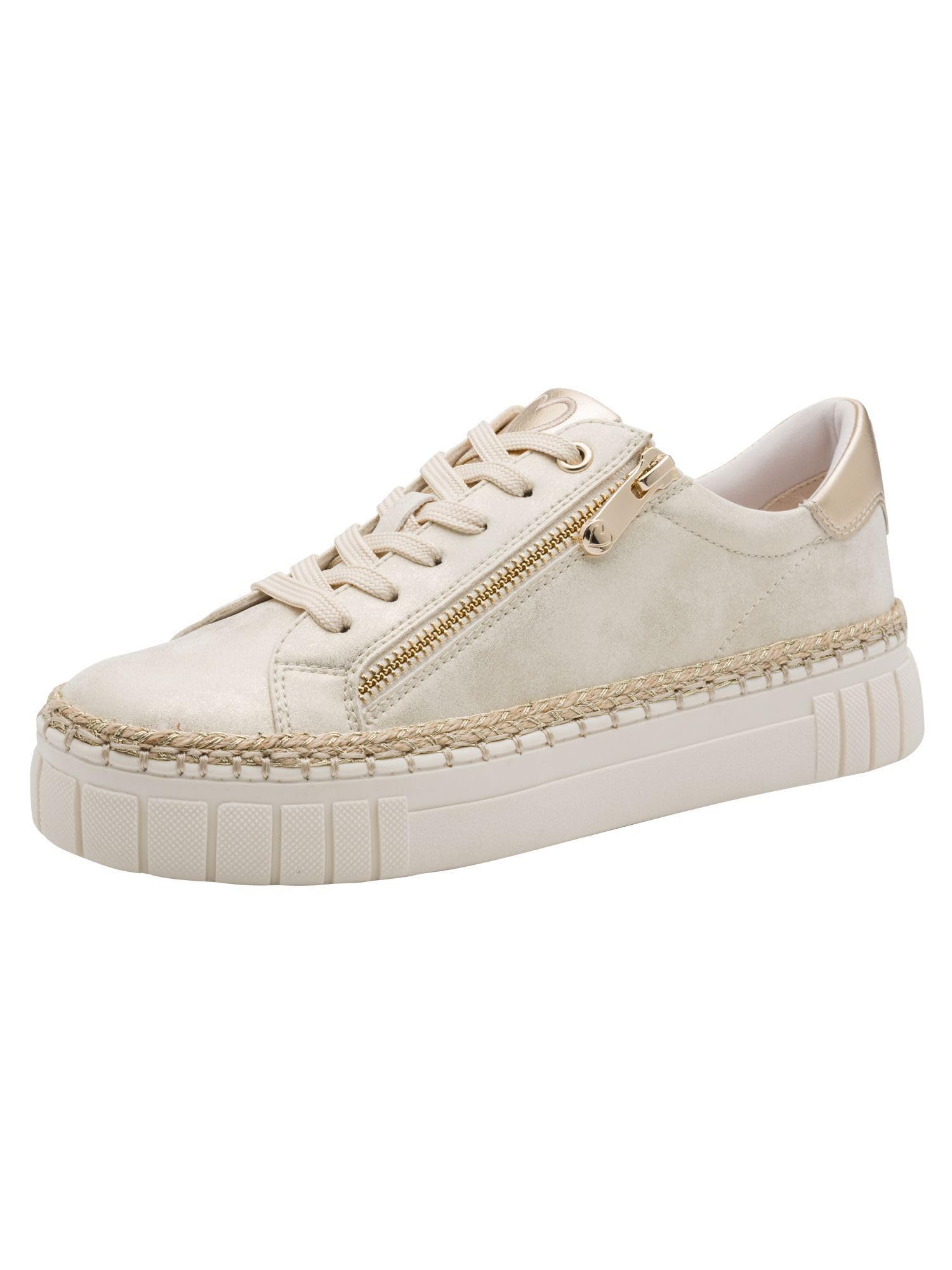 MARCO TOZZI Women Sneaker Soft Feel Me Footbed Soft Lining Modern, Beige (Dune MET.Comb), 4 UK