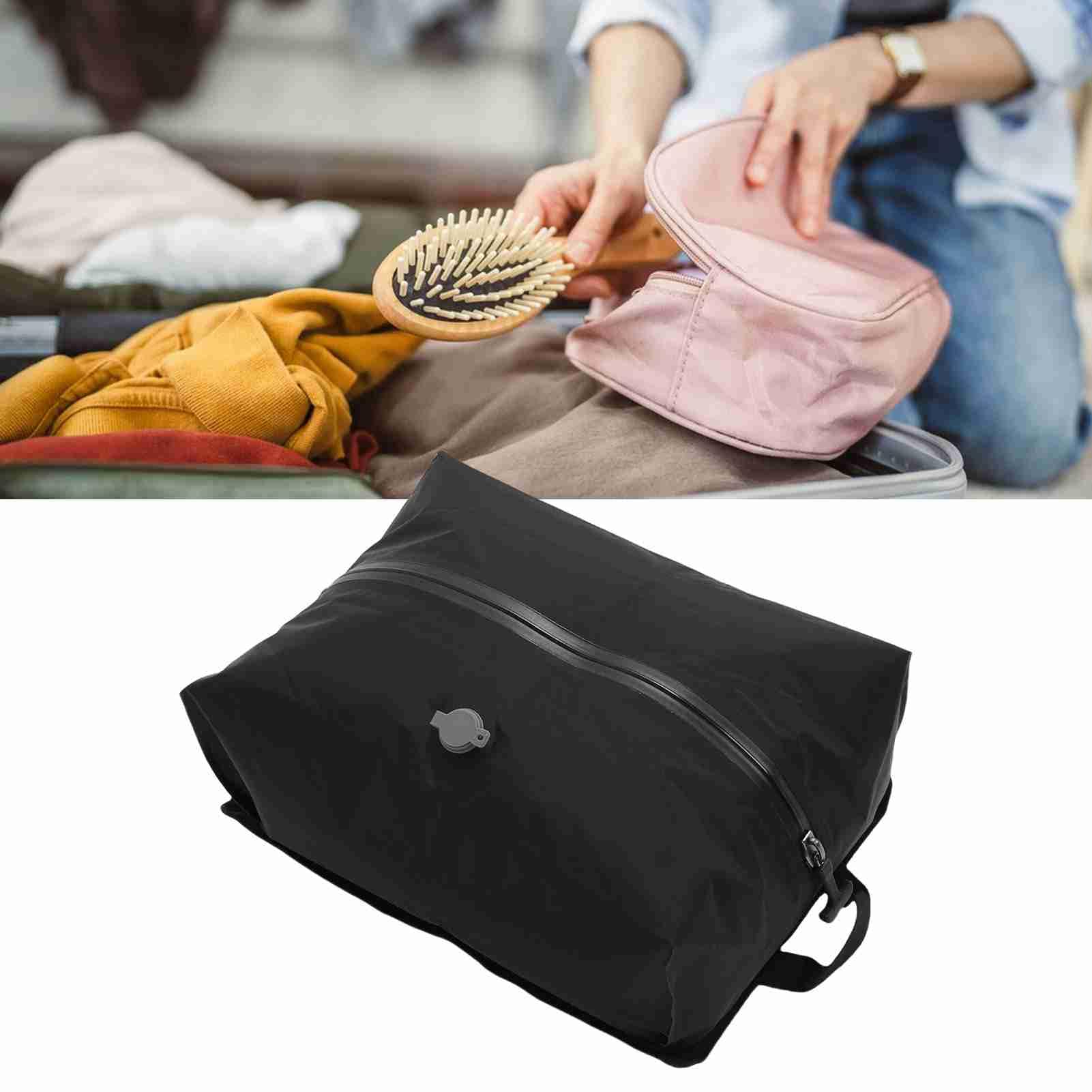 VBESTLIFE Bolsa de Vacío 16L para Viajar, Bolsa de Compresión Reutilizable de TPU 70D con Diseño Impermeable, Espacio de Ahorro para la Maleta, Mochila y Continuar (BLACK)
