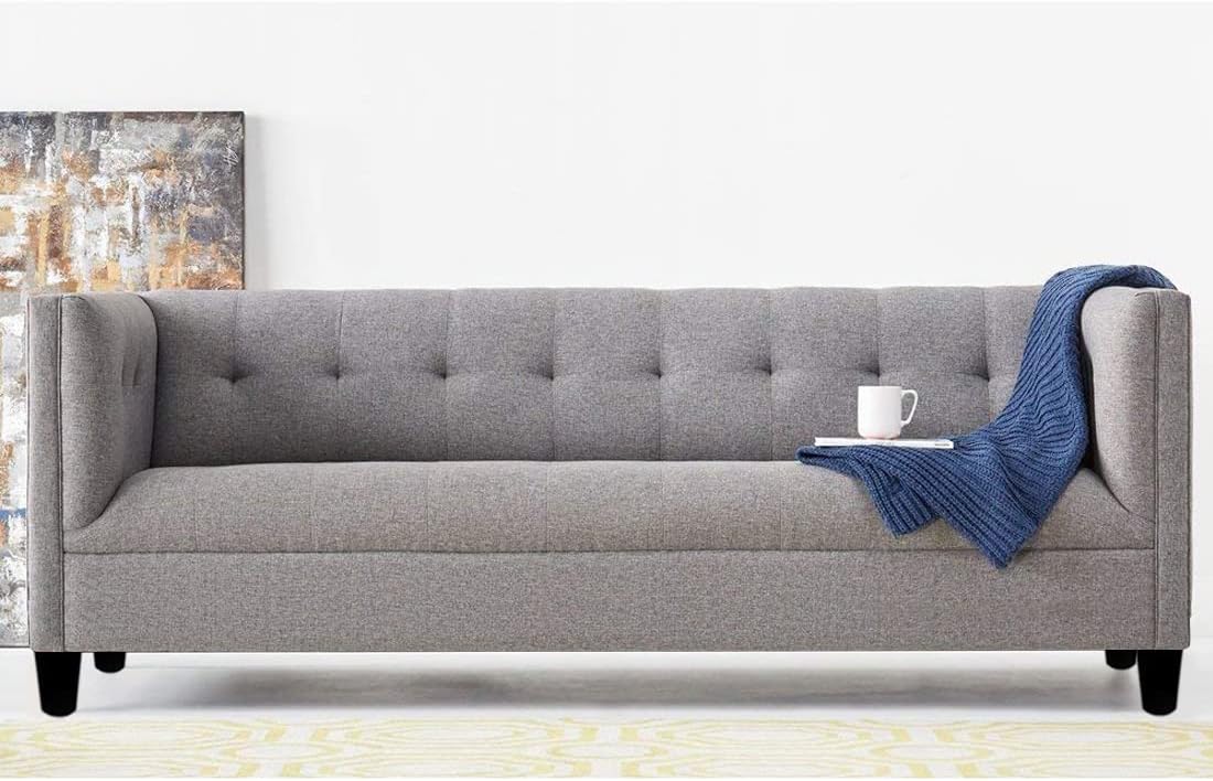 FURNY Brogan 3 Seater Fabric Sofa Set (Grey)