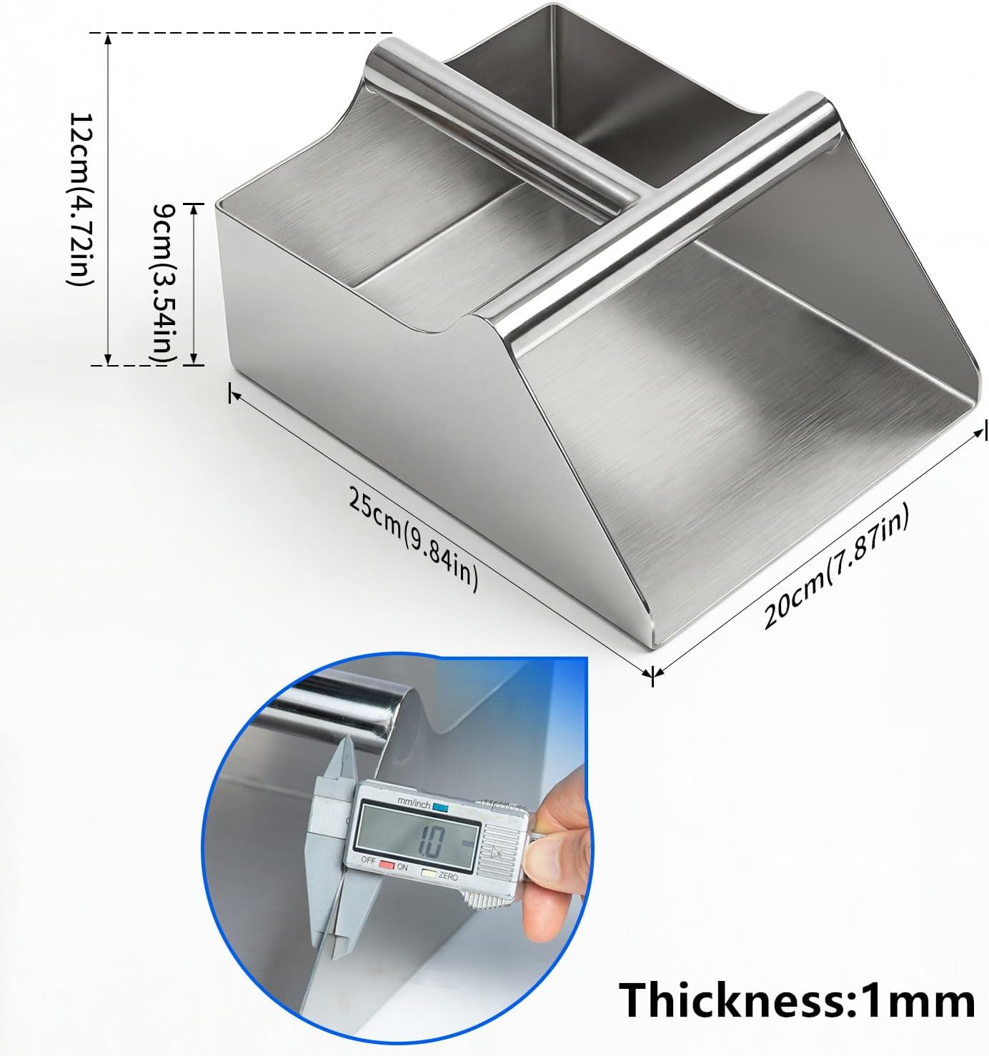 304 Stainless Steel Grain Scoop, 120oz Heavy Duty Feed Shovel 8-inch Wide High-Capacity for Feed Livestock Poultry Pet Food and Bird Seed Comfortable Grip Handle Easy to Clean