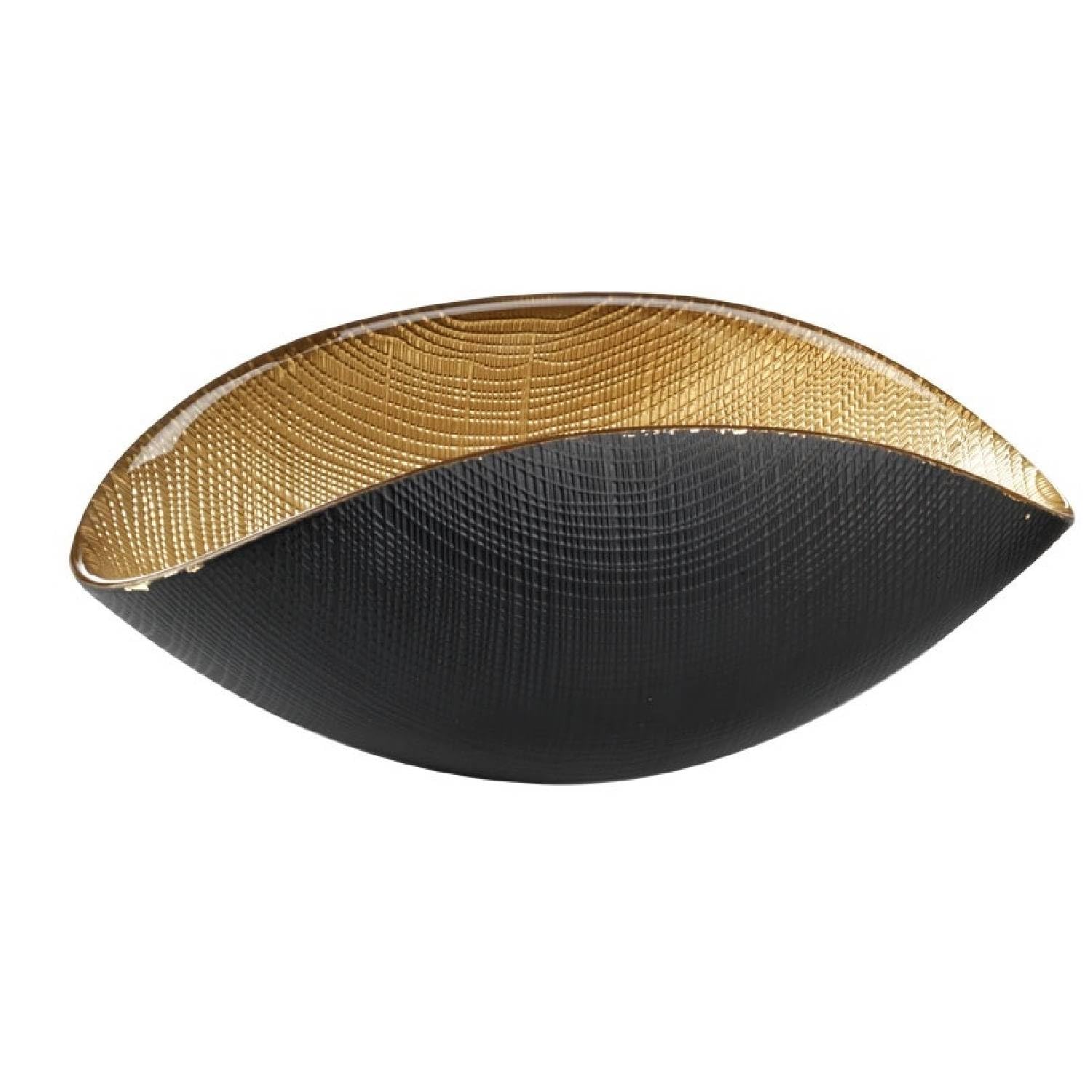 ONLYLUX Centrotavola Burano In Vetro Soffiato Dimensioni 38x11 cm Vari Colori (Nero Oro), OL02301