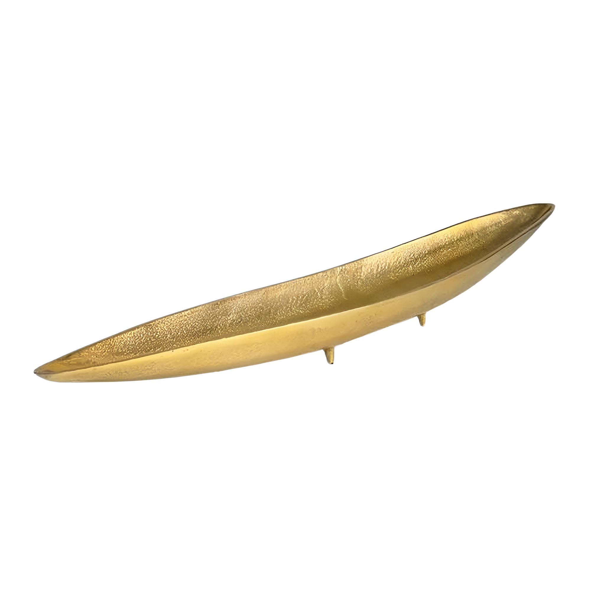 FineBuy Dekoschale 80 cm Aluminium Gold, Tischdeko Metall Länglich | schmale Schale als Wohnaccessoire, Tischdekoration für Esstisch und Sideboard, handgefertigtes Unikat, Obstschale