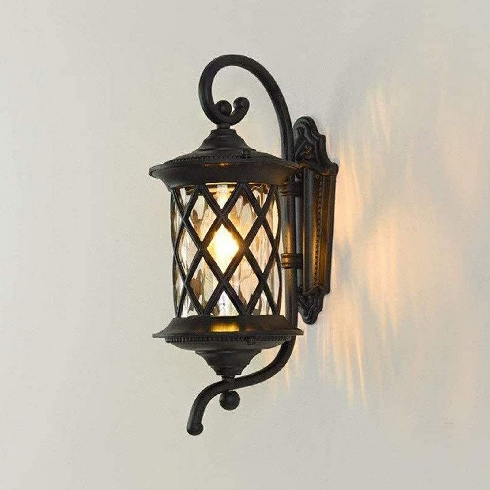 HELCEKOU Waterproof Wall Lights, European Vintage Creative Garden Villa Balcony Sconce E27 Corridor Courtyard Patio Lamp Aluminum Home Decor (Color : Nero)