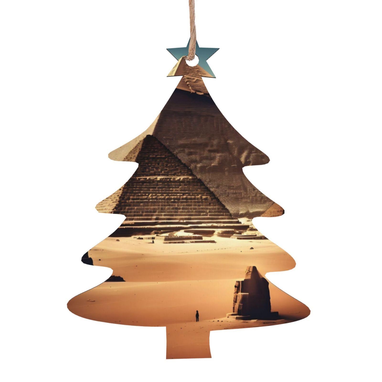 Dreaming of The Pyramids of Khufu Printed Christmas Wooden Pendants, Simple and Environmentally Friendly, Holiday decorationsã€‚