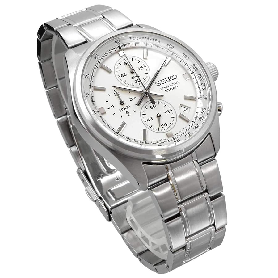 SEIKO クロノグラフ 腕時計 グレー SEIKO 腕時計 セイコー クロノグラフ 10気圧防水 レザーバンド