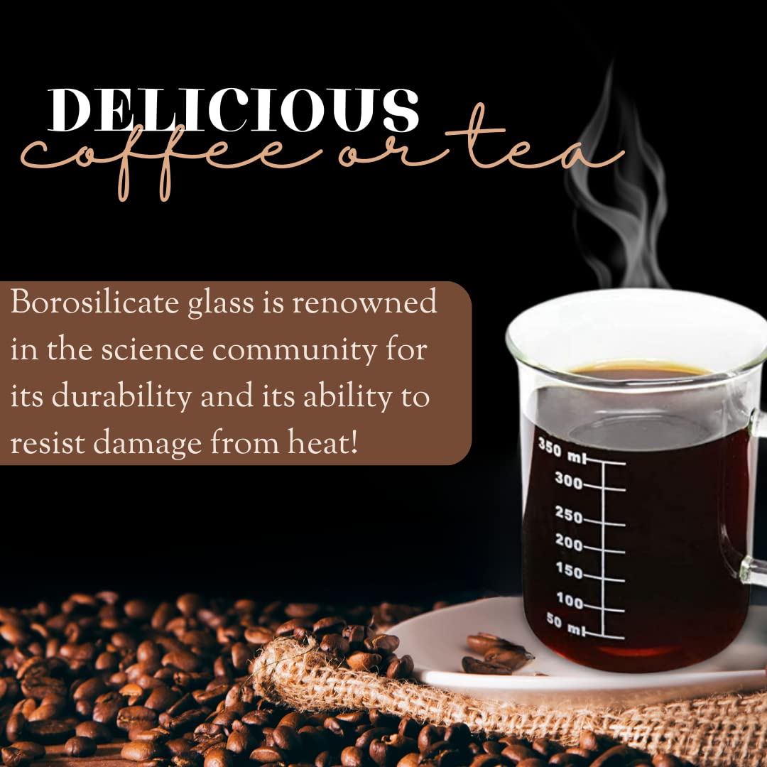 Novelty Laboratory Beaker Mug 14 Ounces (425 ml) - Made from Heat Resistant Borosilicate Glass - Accurate Measurement Markings on Side - Microwave Safe - Perfect for a Coffee, Tea & Science Lover - Image 5