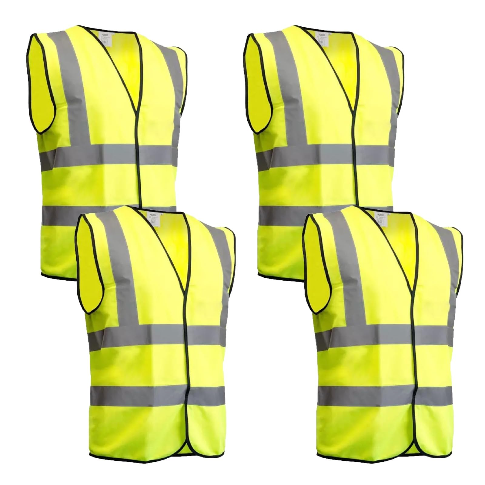 YSAMAX Yellow Hi Viz Vest Waistcoat, Reducing The Risk Of Accidents, Versatile For All Seasons, Ideal For Construction Workers, Traffic Controllers, Cyclists, Jogging, (4PCS, XL)