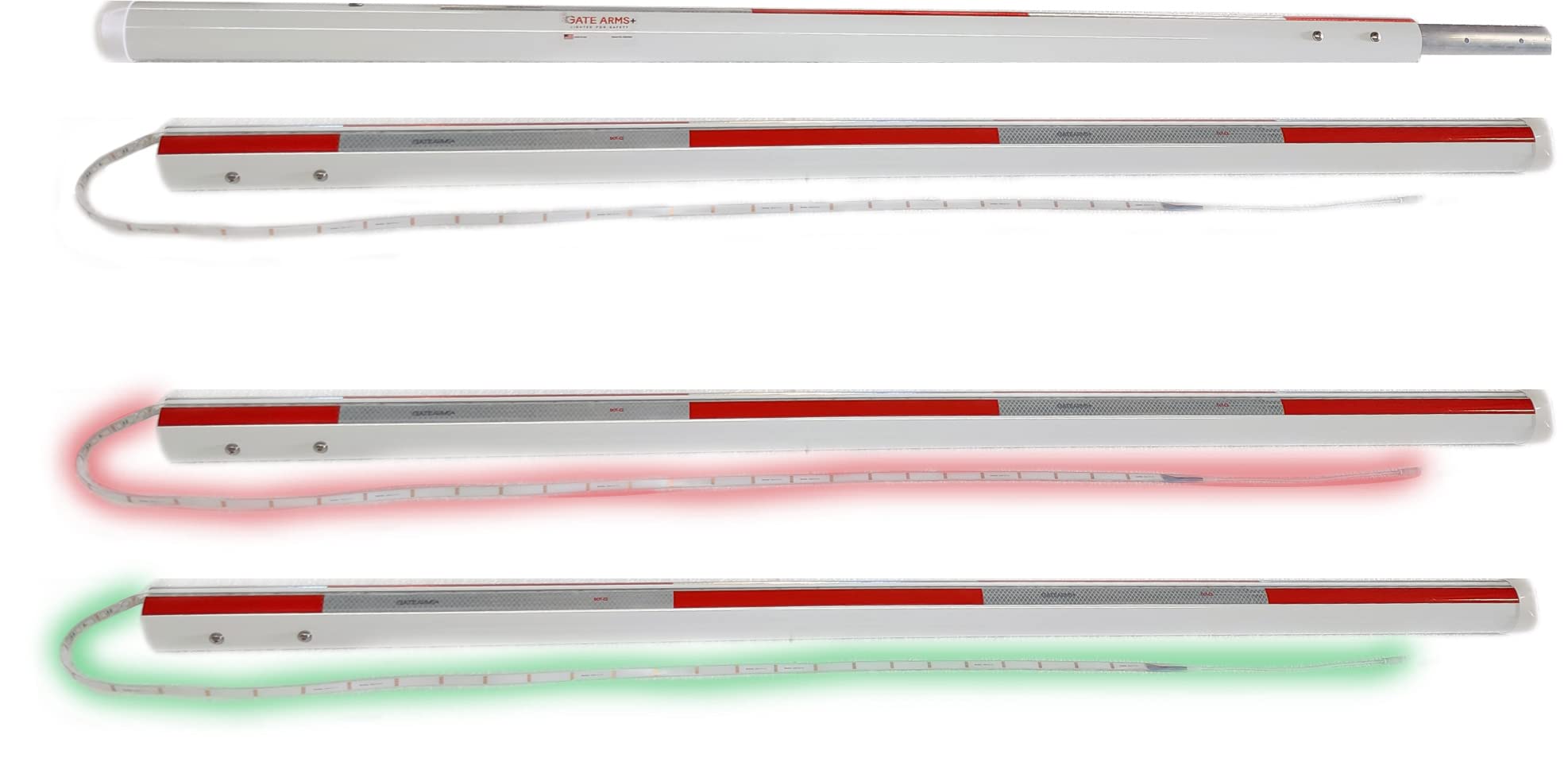 Parking Barrier Arm with pole, LED, and Wiring harness Complete Kit 15ft Driveway Area 17ft Overall 2 pieces of 8.5ft each Aluminum Round Replacement Red/Silver Stripes DOT-C2 Reflective Safety Tape