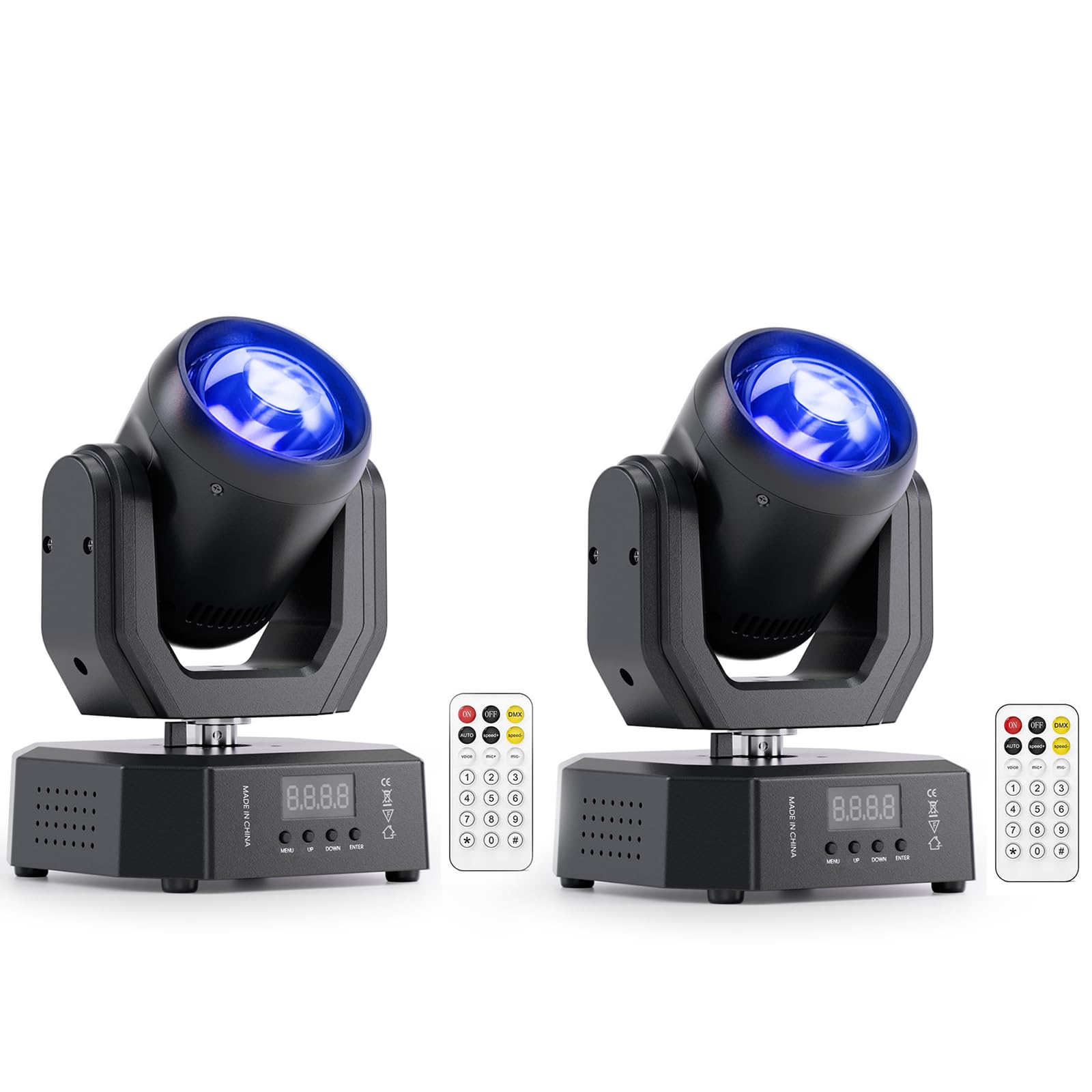 2 pezzi Mini Teste Mobili LED 30W Beam uce da Palcoscenico con Telecomando 5 modalità controllo Stroboscopico DMX512 Luci Palcoscenico per Natale Club DJ Discoteca Festa