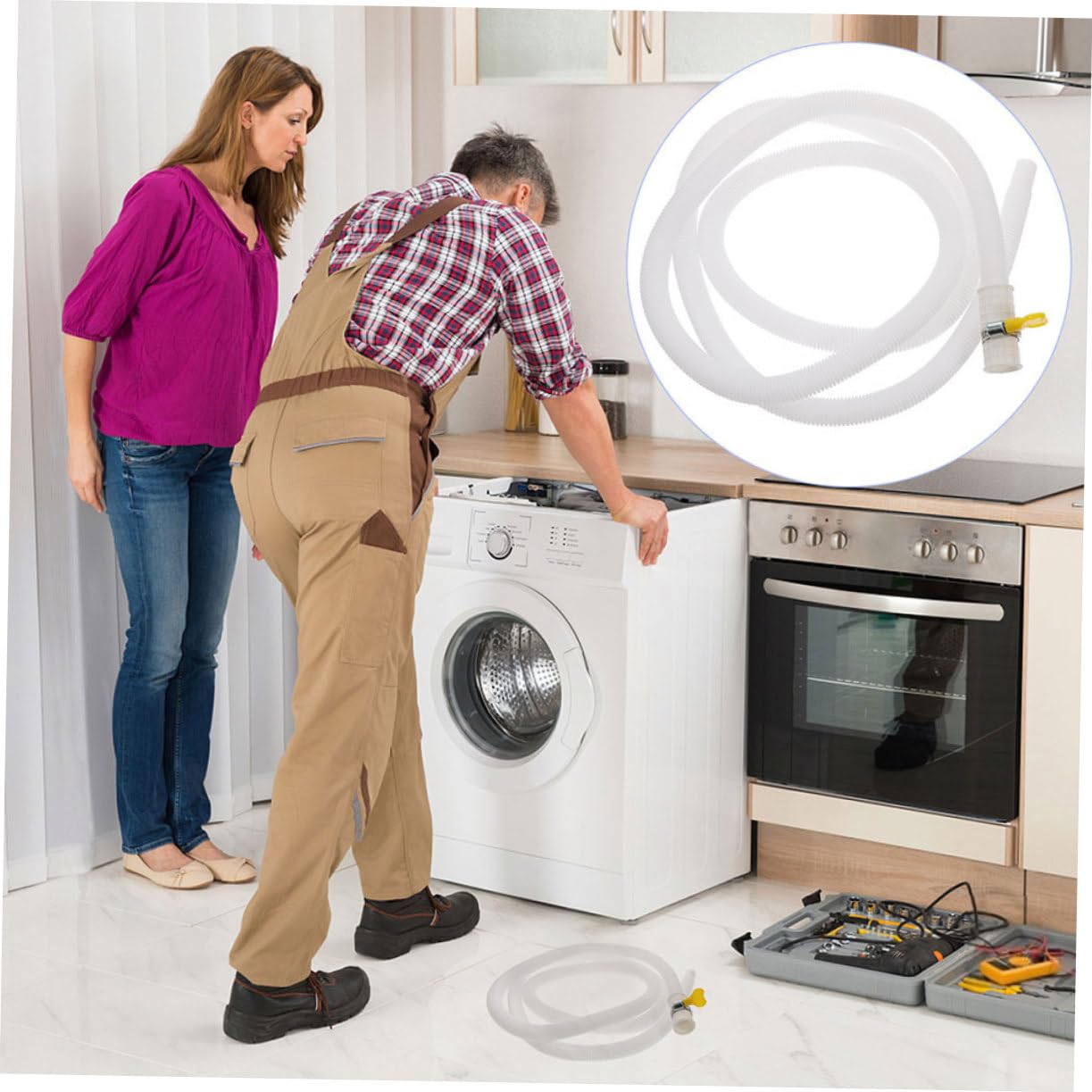 Zerodeko Tubo di Scarico con Fascetta in Acciaio Inossidabile Bianco per Condizionatore Esterno in PE e ABS Facile Installazione e Protezione Solare per Uso Domestico