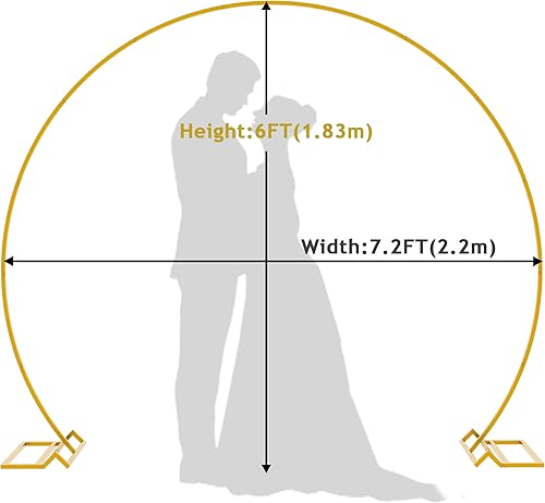 Miniatura 2 de Wokceer Arco de boda de 7.2 pies, soporte de fondo redondo de metal dorado, soporte de arco de globo para fiesta de cumpleaños, despedida de