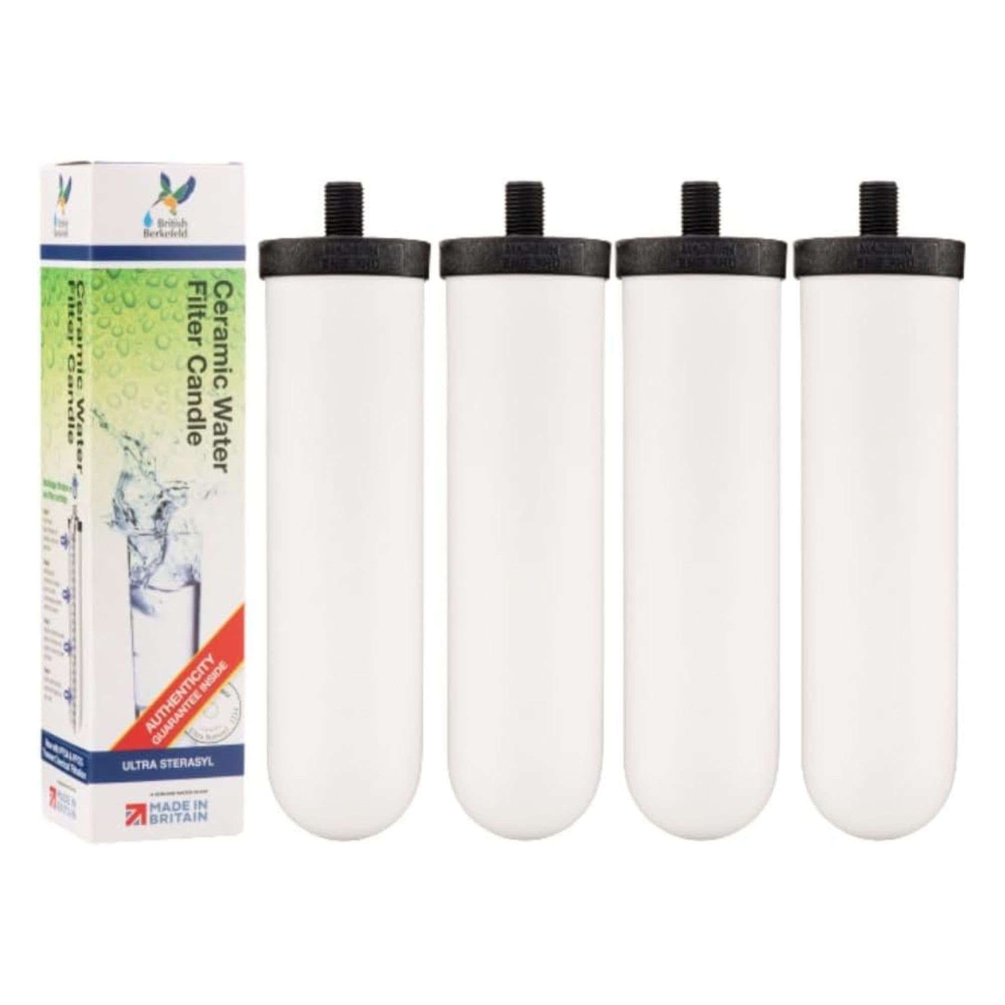 British Berkefeld Wkład Ceramiczny 7" Ultra Sterasyl Do Filtrów Grawitacyjnych | 4 Sztuki | Redukuje Zanieczyszczenia | Nadaje Się Do Wszystkich Pojemników Grawitacyjnych |Poprawia Smak|Certyfikat NSF