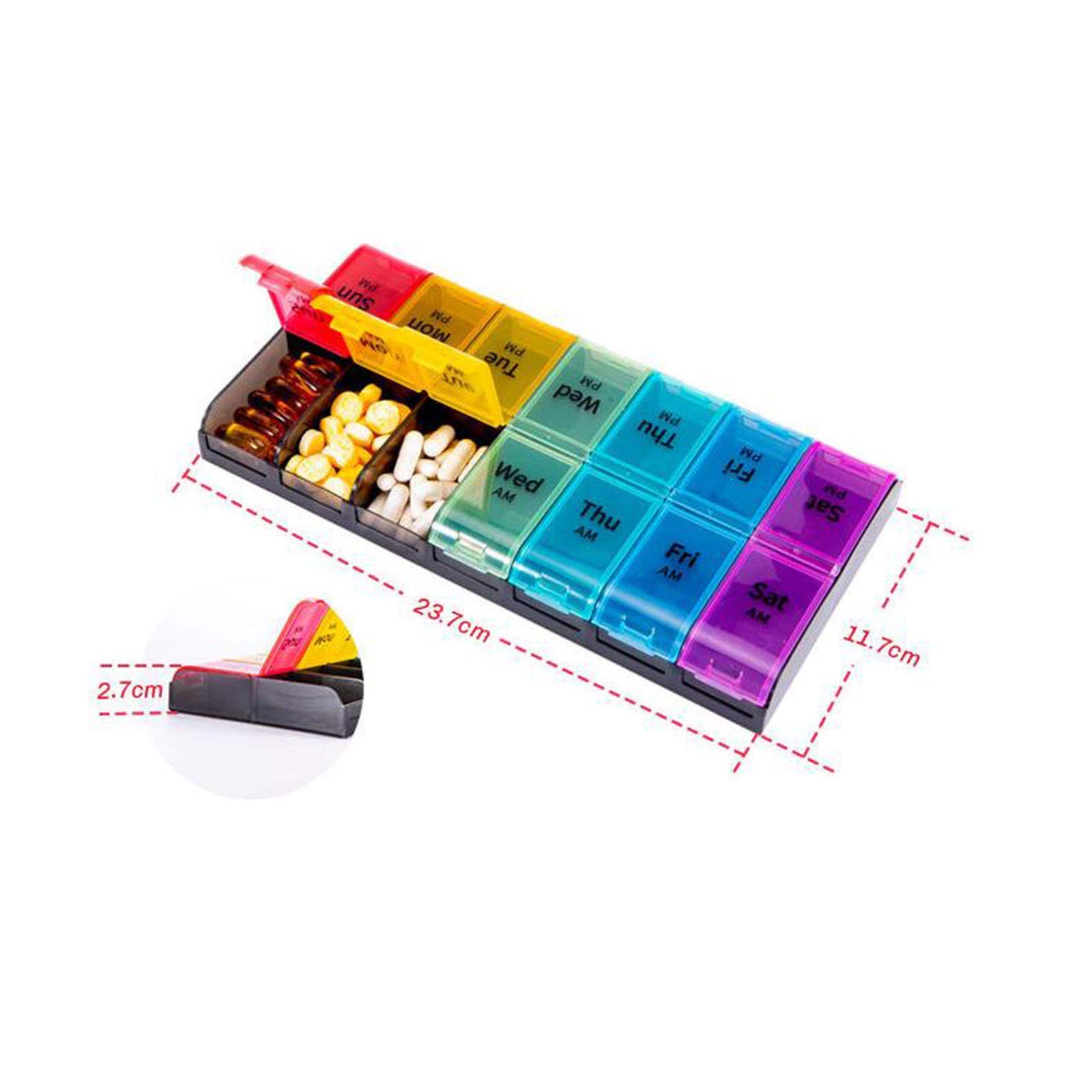 Pastillero Organizador 7 Días Semanal 2 Veces Al Día Dispensador De Pastillas Estuche De Almacenamiento Organizador Semanal De Pastillas Para Medicamentos, Suplementos, Vitaminas Y Aceite D