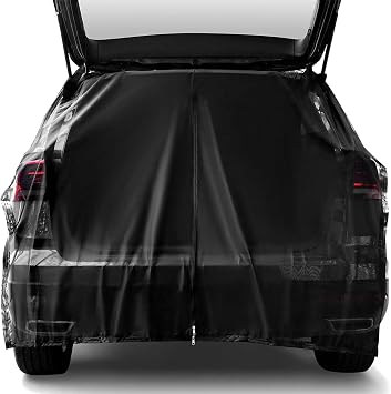 Car Tailgate Mesh Screen, Magnetic Mount Auto Tailgate Rear Windshield Sunshade Net, Breathable Trunk Mesh Tent Vehicle Camping for SUV Van MPV, Camping Gear Accessories
