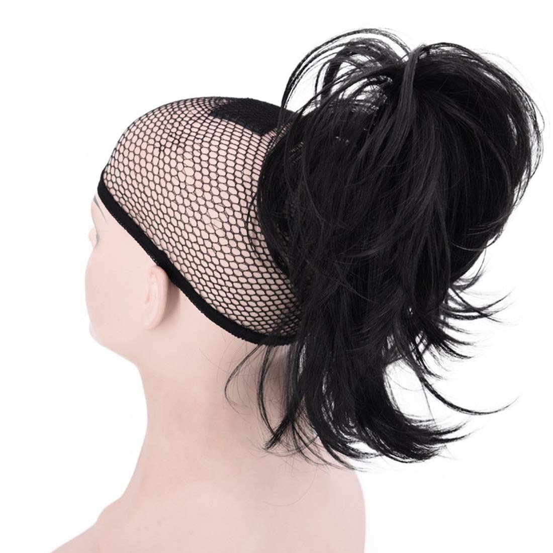 YIFOOPLI Adjustable Messy Style Ponytail Hair Extension Synthetic Hair-Piece With Jaw Claw Shape For Women Female Composite Wig Lace Wig Role-playing Wig (Color : 1B#)