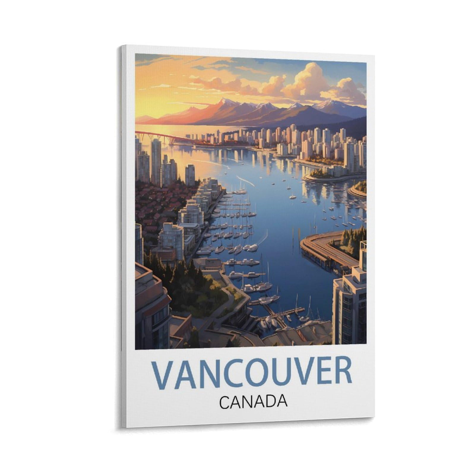 Fuudang Frame-Style Vancouver Canada Vintage Travel Posters 12X18inch(30X45cm) Canvas Art Poster And Wall Art Picture Print Modern Family Bedroom Decor Posters